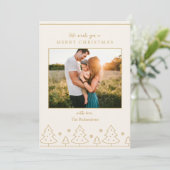 Arbre de Noël en or beige Deux photos Carte de vac (Debout devant)