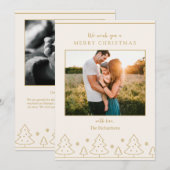 Arbre de Noël en or beige Deux photos Carte de vac (Devant / Derrière)