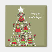Arbre de Noël Enfants Vacances Magnet cadeau (Devant)