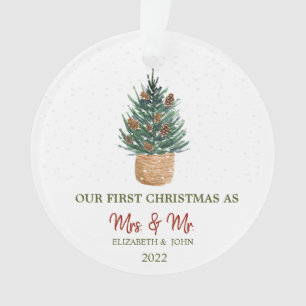 Arbre de Noël enneigé notre premier Noël