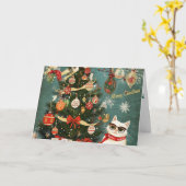 Arbre de Noël et carte de chat (Fleur jaune)