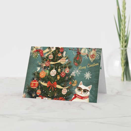 Arbre de Noël et carte de chat (Devant)