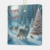 Arbre de Noël et loups en ornement de neige (Gauche)