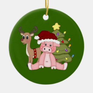 Arbre de Noël et ornement de porc de Rudolf
