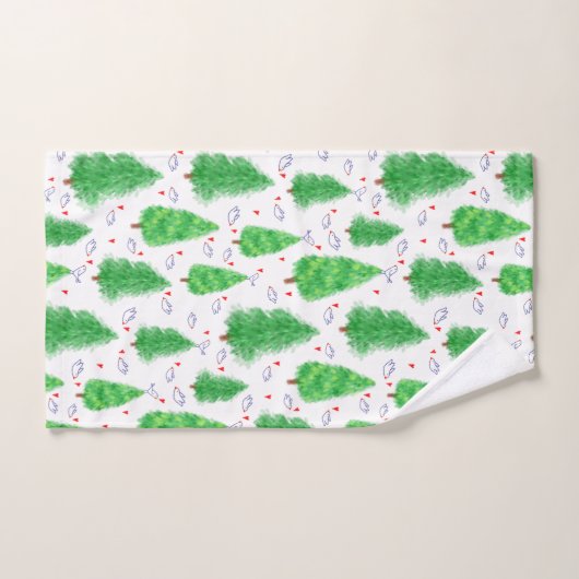 Arbre de Noël et serviette à main pour oiseaux (Serviette à main)