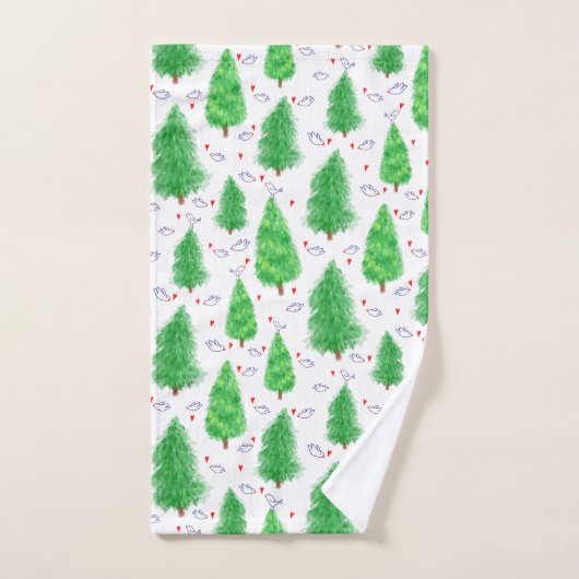 Arbre de Noël et serviette à main pour oiseaux (Serviette à main)