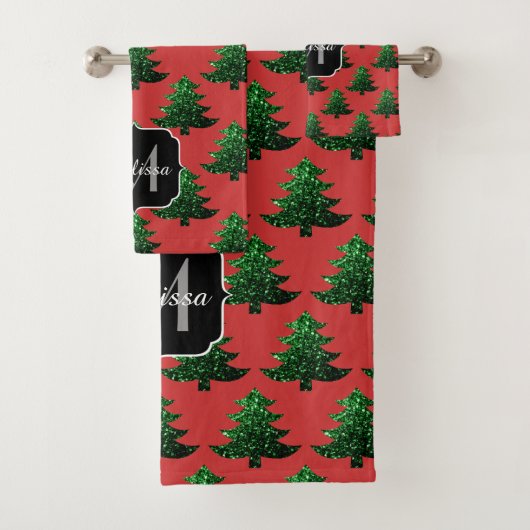 Arbre de Noël étincelant vert étincelant Monogram (En situation)