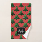 Arbre de Noël étincelant vert étincelant Monogram  (Serviette à main)
