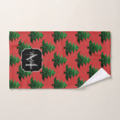 Arbre de Noël étincelant vert étincelant Monogram  (Serviette à main)