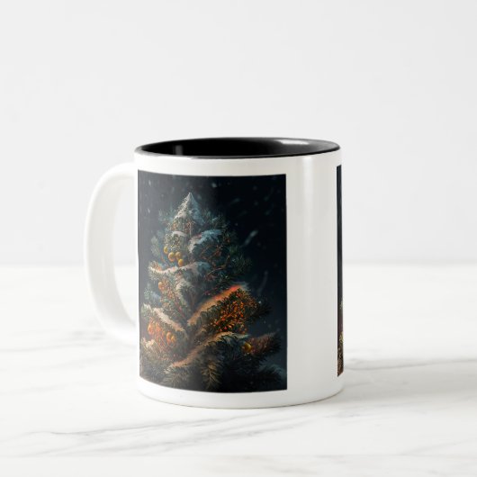 Arbre de Noël extérieur Mug à deux tons, 11 oz (Devant gauche)