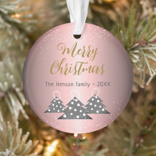 Arbre de Noël Famille festive métallique rose (Arbre)