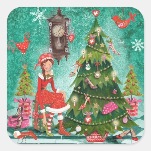 Arbre de Noël féminin | Autocollant (Devant)