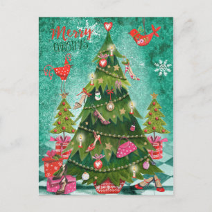 Arbre de Noël féminin Carte de vœux photo de vac
