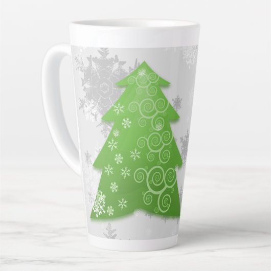 Arbre de Noël Festif Vert Latte Mug (Angle gauche)