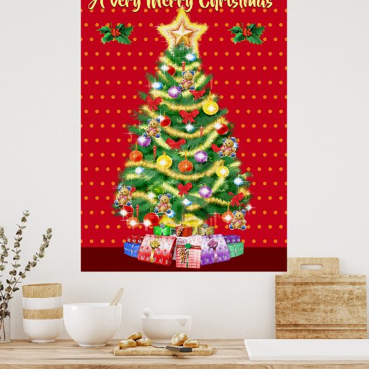 Arbre de Noël géant affiche rouge de Noël (Cuisine)