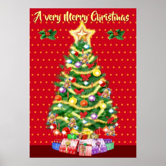 Arbre de Noël géant affiche rouge de Noël (Devant)