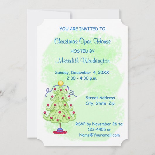 Arbre de Noël Green Custom Invitation Open House (Dos)