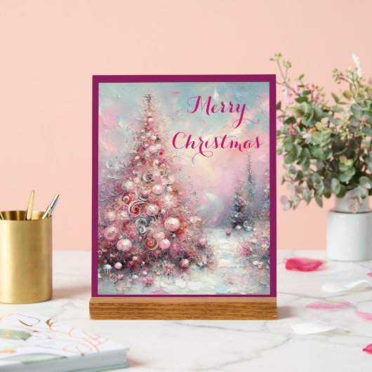 Arbre de Noël impressionniste Whimsical rose (Mariage)