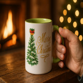 Arbre de Noël joyeux aquarelle mug personnalisé