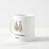 Arbre de Noël Léopard Raffiné Mug Nom Personnalisé (Devant gauche)