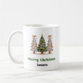 Arbre de Noël Léopard Raffiné Mug Nom Personnalisé (Gauche)