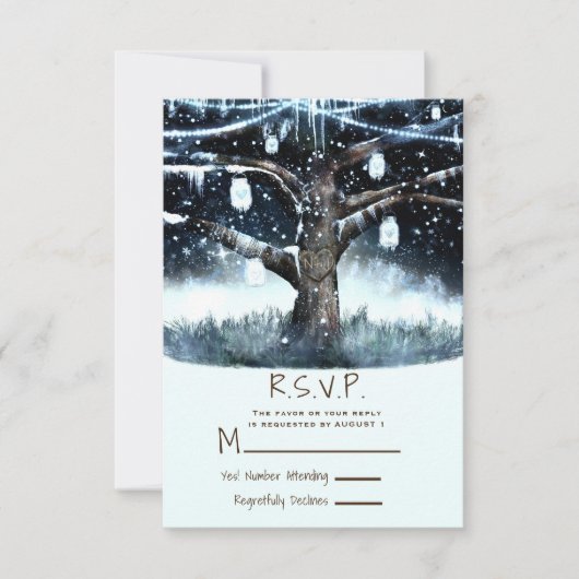 Arbre de Noël Lumières et Pots RSVP Réponse (Devant)
