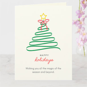 Arbre de Noël Minimaliste Joyeuses Fêtes Carte Pli
