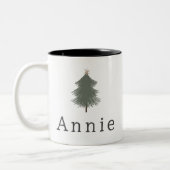 Arbre de Noël moderne Boho avec nom café Mug (Gauche)