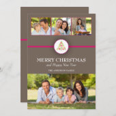 Arbre de Noël moderne Carte photo de vacances (Devant / Derrière)