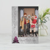 Arbre de Noël moderne Carte photo de vacances | Ma (Debout devant)