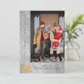 Arbre de Noël moderne Carte photo de vacances | Or (Debout devant)