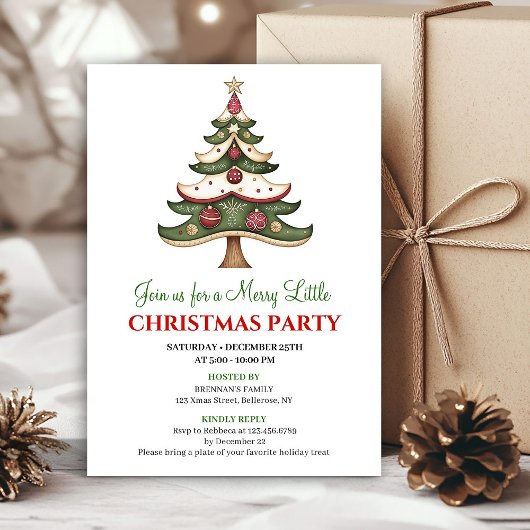 Arbre de Noël moderne et fantaisiste, invitation p