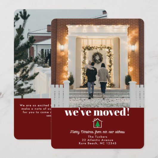 Arbre de Noël moderne Faire-part de déplacement ro (Devant / Derrière)
