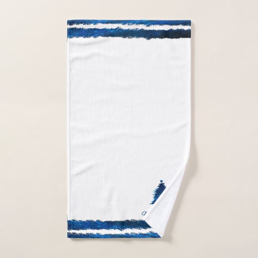 Arbre de Noël Motif moderne Bleu (Serviette à main)