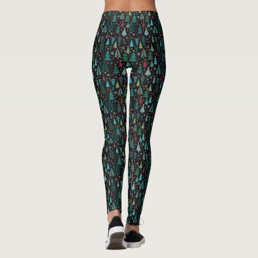 Arbre de Noël noir mignon Leggings d'impression (Dos)