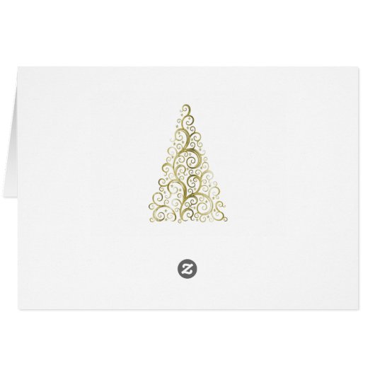 Arbre de Noël Or et Snowflakes Carte de voeux (Dos Horizontal)