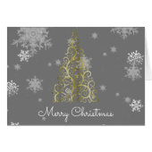 Arbre de Noël Or et Snowflakes Carte de voeux (Devant horizontal)