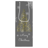 Arbre de Noël Or et Snowflakes Sac cadeau vin (Devant)