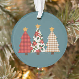 Arbre de Noël Patchwork Vintage Plaid Rouge Fêtes