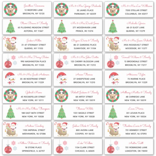 Arbre de Noël Père Noël Snowman Family Étiquette d (Devant)