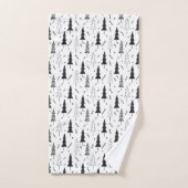 Arbre de Noël Pin Festif Noir Blanc Doddle (Serviette à main)