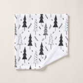 Arbre de Noël Pin Festif Noir Blanc Doddle (Gant de toilette)