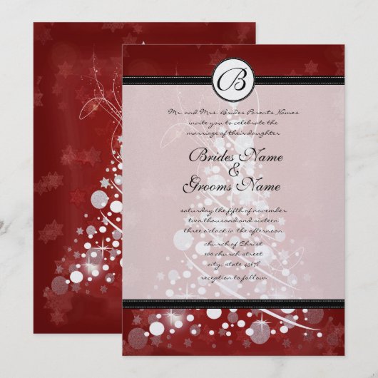 Arbre de Noël Red Mariage Invitations (Devant / Derrière)