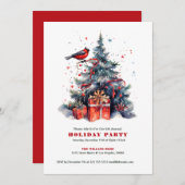 Arbre de Noël Red Robin Invitation de fête de Noël (Devant / Derrière)