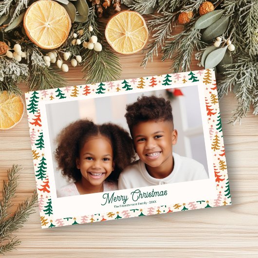 Arbre de Noël Rétro Carte photo familial