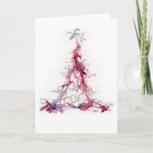 Arbre de Noël, rose, Carte de voeux