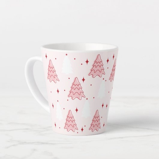 Arbre de Noël rose doux latte Mug (Angle gauche)