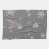 Arbre de Noël rose et flocons de neige Serviette d (Horizontal)