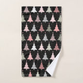 Arbre de Noël rose et vert avec Arrière - plan noi (Serviette à main)