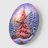 Arbre de Noël rose horloge murale (Angle)